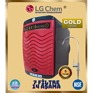 Gold  Kırmızı Renk  Abs Kirilmaz Kasa 12 Li̇tre 7 Fi̇li̇tre 14 Aşamali Su Aritma Ci̇hazi