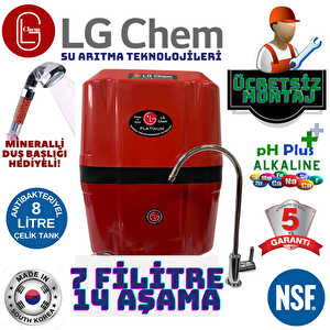 Lg Chem Platinum  Kirmizi Montaj Dahi̇l 7 Fi̇li̇tre 14 Aşama Mi̇neral Ve Alkali̇ Ph Fi̇li̇treli̇ Su Aritma Ci̇hazi.