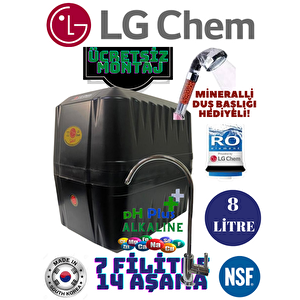 Lg Chem Cool  Montaj Dahi̇l  Siyah Renk 8 Lt. 7 Filitreli 14 Aşama Su Arıtma Cihazı