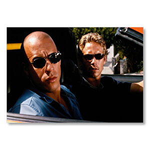 Fast And Furious Walker Ve Diesel Yarışıyor  Mdf Ahşap Tablo 35x50 cm