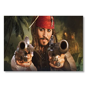Karayip Korsanları Jack Sparrow Mücadelesi  Mdf Ahşap Tablo 35x50 cm