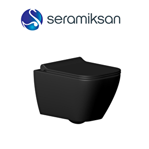 Saturn Kanalsız Mat Siyah Asma Klozet A141201H,Seramiksan Yavaş Kapak
