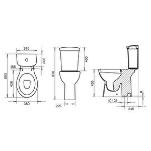 Engelli Beyaz Kanallı Alttan Klozet Takımı Eng1603, Nkp İpek Yavaş Kapak