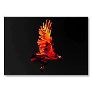 Karanlık Arkaplan Low Poly Renkli Kartal  Mdf Ahşap Tablo 50x70 cm
