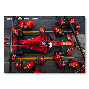 Formula 1 Pitte Kuşbakışı Görünüş  Mdf Ahşap Tablo 50x70 cm