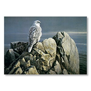 Kayalıklar Üzerindeki Akdoğan Ve Deniz  Mdf Ahşap Tablo 25x35 cm