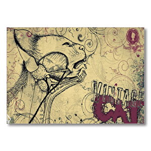 Kedi Detaylı Kesit Çizim  Mdf Ahşap Tablo 35x50 cm