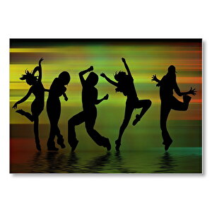 Su Üzerinde Dans Eden Kız Silüetleri  Mdf Ahşap Tablo 50x70 cm