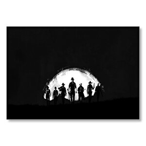 Red Dead Redemption Karanlık Arka Plan Dolunay  Mdf Ahşap Tablo 50x70 cm