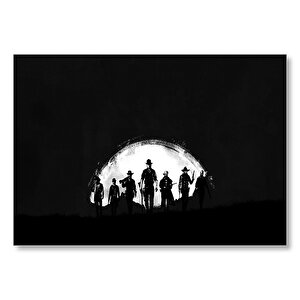 Red Dead Redemption Karanlık Arka Plan Dolunay  Mdf Ahşap Tablo 35x50 cm