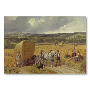 Saman Balyaları Taşıyan Atlar Ve Köylüler  Mdf Ahşap Tablo 35x50 cm