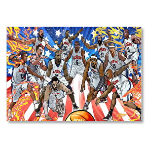 Nba Rüya Takımı Çizim  Mdf Ahşap Tablo 35x50 cm