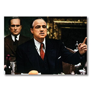 The Godfather Marlon Brando Yemek Masasında  Mdf Ahşap Tablo 25x35 cm