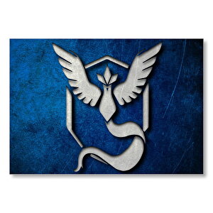 Mavi Zeminde Uçan Ejderha Simgesi  Mdf Ahşap Tablo 25x35 cm