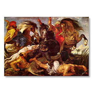 Suaygırı Ve Timsah Avı Peter Paul Rubbens  Mdf Ahşap Tablo 25x35 cm