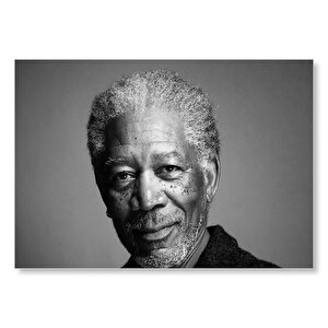 Morgan Freeman Siyah Beyaz Yakın Portre  Mdf Ahşap Tablo 25x35 cm