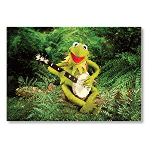 The Muppets Kurbağa Kermit Ve Enstrümanı  Mdf Ahşap Tablo