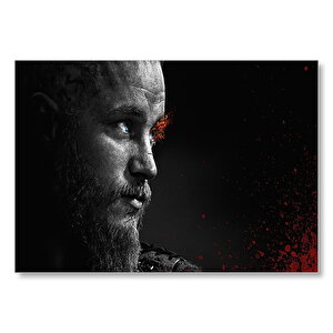 Vikingler Ragnar Karanlık Arka Plan  Mdf Ahşap Tablo 25x35 cm