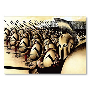 Mızraklı Ve Kalkanlı Askerler  Mdf Ahşap Tablo 35x50 cm