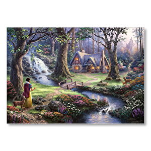 Pamuk Prenses Ve Ormandaki Kulübe  Mdf Ahşap Tablo 25x35 cm
