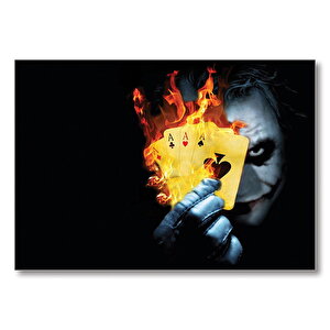 Joker Ve Alevler İçinde Oyun Kartları  Mdf Ahşap Tablo 35x50 cm