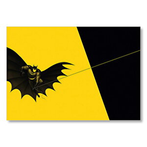 Sarı Siyah Zeminde Batman Karikatürize  Mdf Ahşap Tablo 50x70 cm