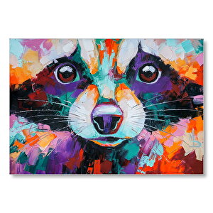 Soyut Boyalı Rakun Görseli  Mdf Ahşap Tablo 35x50 cm