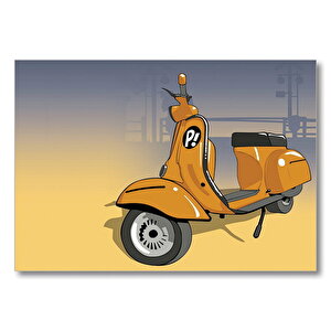 Turuncu Vespa Motorsiklet  Mdf Ahşap Tablo 35x50 cm