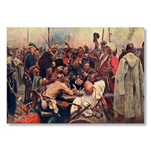 Zaporozhian Mektup Yazarken Ilya Repin  Mdf Ahşap Tablo 50x70 cm