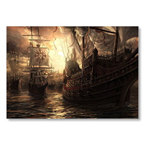 Korsan Gemileri Jolly Roger  Mdf Ahşap Tablo 50x70 cm