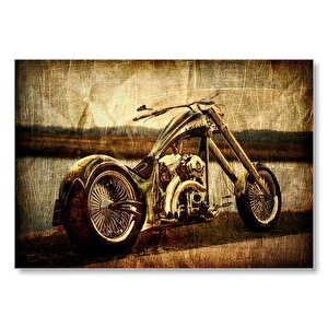 Eski Görünüm Chopper Motorsiklet  Mdf Ahşap Tablo 35x50 cm