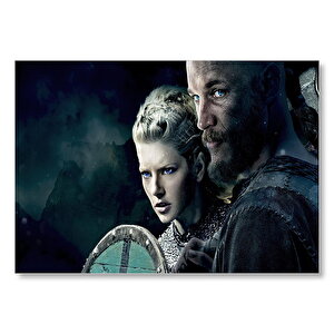 Vikingler Ragnar Ve Lagertha  Mdf Ahşap Tablo