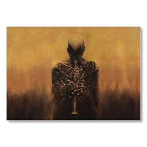 Trompet Çalan İskelet  Mdf Ahşap Tablo 25x35 cm