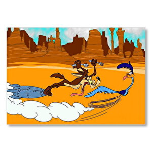 Road Runner Ve Coyote  Mdf Ahşap Tablo 50x70 cm