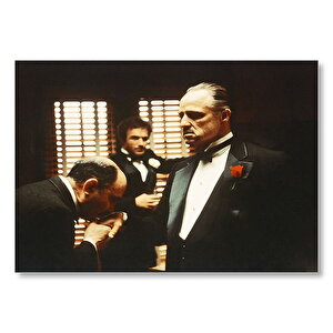 The Godfather Marlon Brando El Öpme Sahnesi  Mdf Ahşap Tablo 35x50 cm
