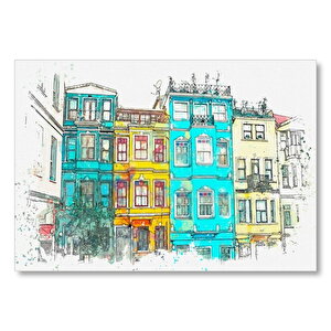 Renkli Tarihi Binalar  Mdf Ahşap Tablo 35x50 cm