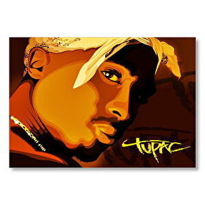 Tupac Shakur Bandanalı Karikatürize Çizim  Mdf Ahşap Tablo 50x70 cm