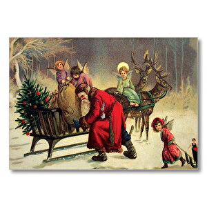 Tüm Noel Eğlencesi Sizin Olsun Noel Baba  Mdf Ahşap Tablo 50x70 cm