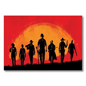 Red Dead Redemption Kırmızı Arka Plan  Mdf Ahşap Tablo 25x35 cm