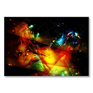 Kadın Yüzü Geometrik Şekiller Ve Spot Işıklar  Mdf Ahşap Tablo 50x70 cm