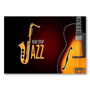 Non Stop Jazz Saksafon Ve Gitar  Mdf Ahşap Tablo 50x70 cm