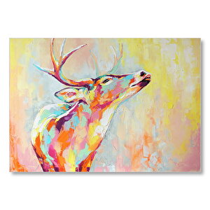 Modern Sanat Boyalı Geyik Görseli  Mdf Ahşap Tablo 25x35 cm