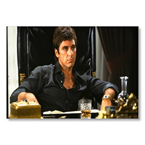 Tony Montana Al Pacino Koltukta  Mdf Ahşap Tablo 50x70 cm