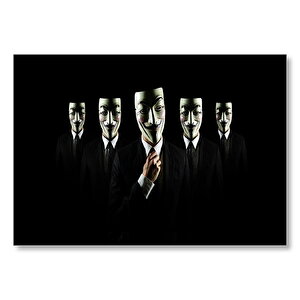 Siyah Zeminde 5 Vendetta  Mdf Ahşap Tablo 25x35 cm