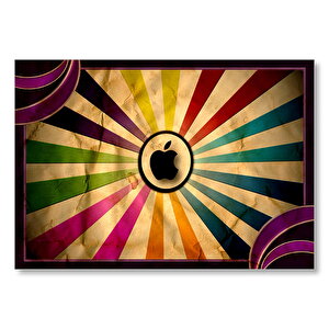 Apple Logosu Ve Renkli Şeritler  Mdf Ahşap Tablo 50x70 cm