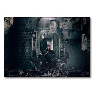 Sherlock Ve Watson Yıkıntılar Arasında  Mdf Ahşap Tablo 35x50 cm