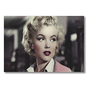 Marilyn Monroe Pembe Elbiseli Portre  Mdf Ahşap Tablo 25x35 cm