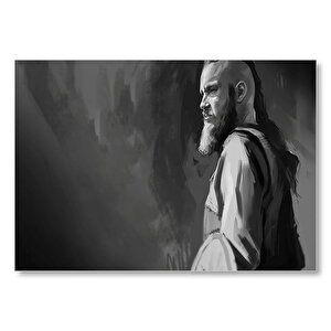 Vikingler Ragnar Kara Kalem  Mdf Ahşap Tablo 25x35 cm
