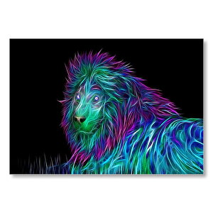 Renk Tayfı Erkek Aslan Siyah Arka Plan  Mdf Ahşap Tablo 35x50 cm