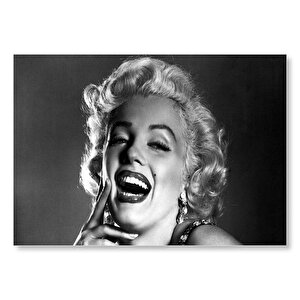 Marilyn Monroe Siyah Beyaz Kahkaha Portre  Mdf Ahşap Tablo